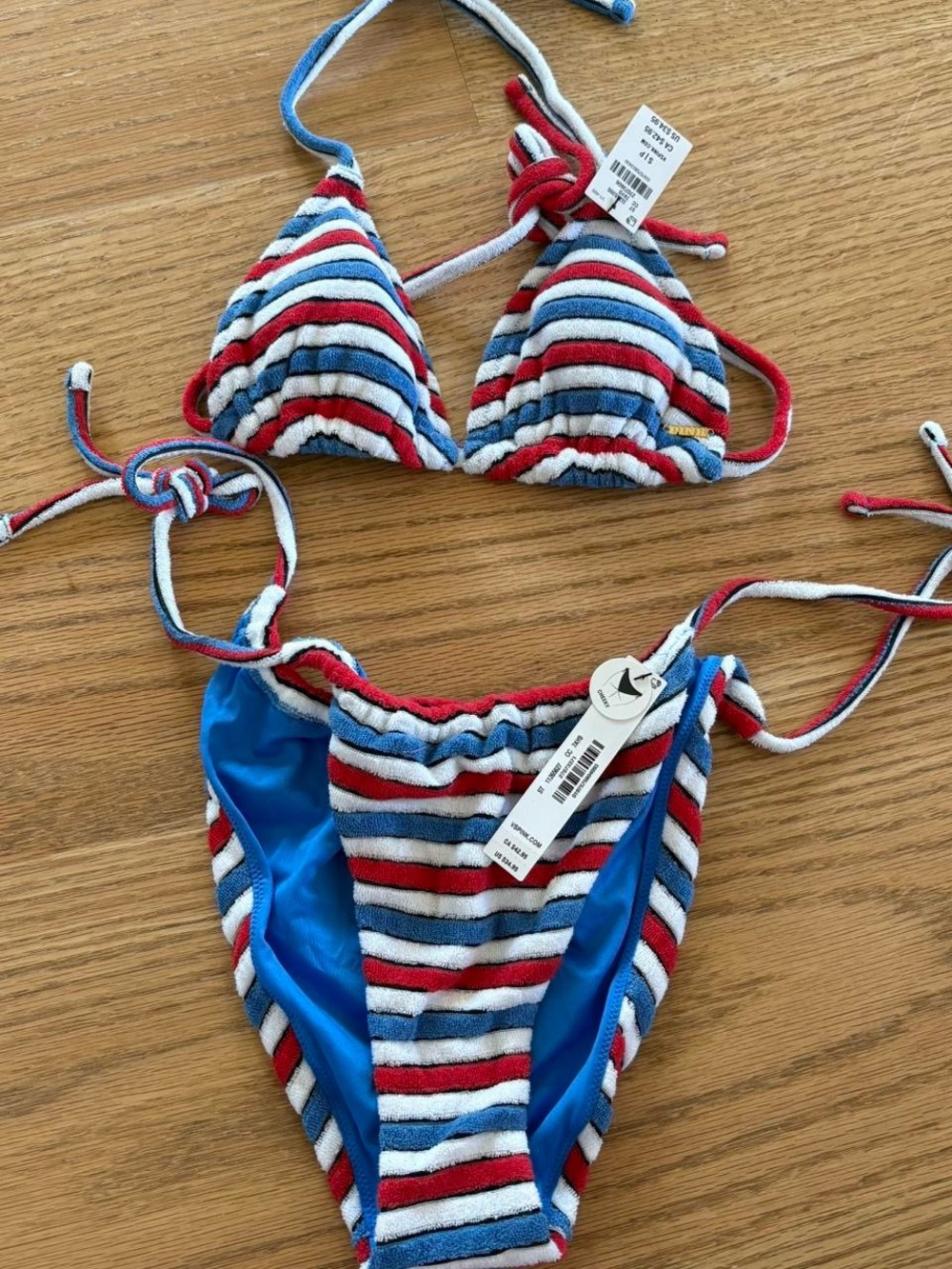 Striped Triangle Bikini - Red, White & Blue